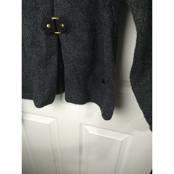 Cynthia Rowley Woman L Sweater Grey Buckle Front Cardigan Long Sleeve - Picture 7 of 9